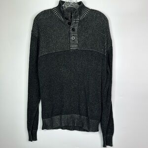 BKE Black Gray Pullover Henley Sweater Size Medium